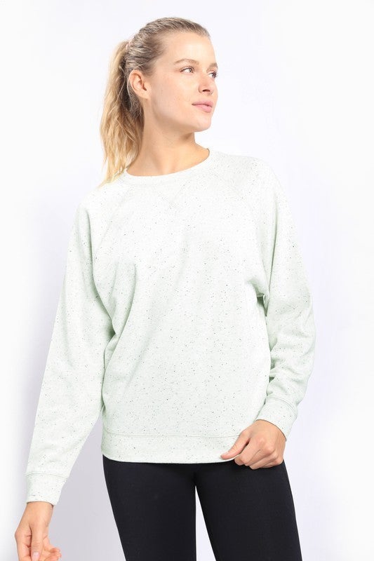 Sprinkle Tapered Raglan Long Sleeve Top in Light Lime