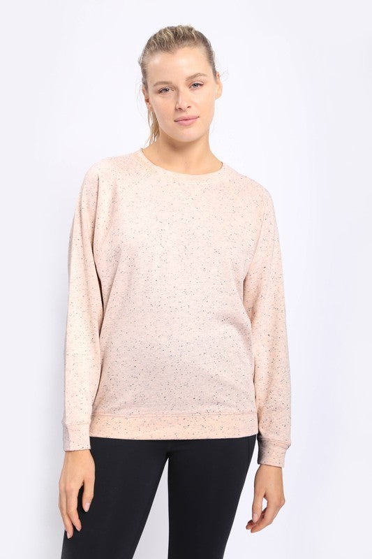 Sprinkle Tapered Raglan Long Sleeve Top in Light Peach