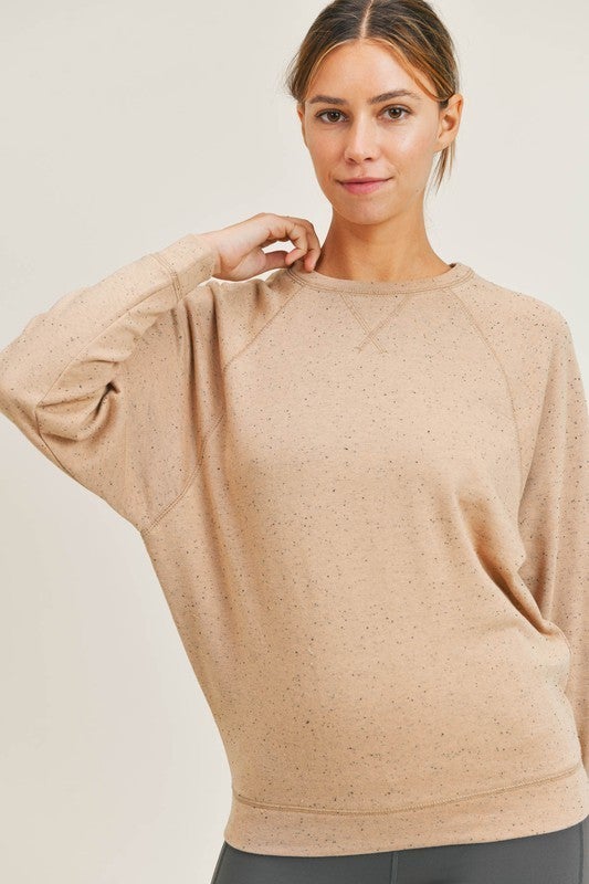 Sprinkle Tapered Raglan Long Sleeve Top in Wheat