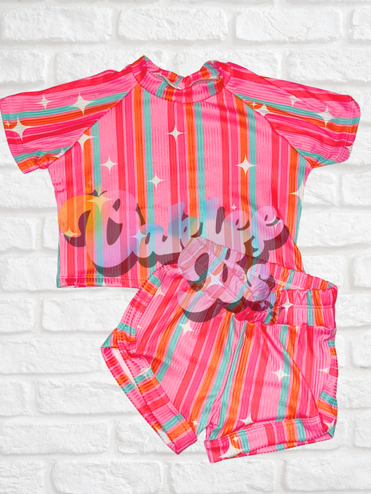 Stripes Retro Shorties & Crop Raglan