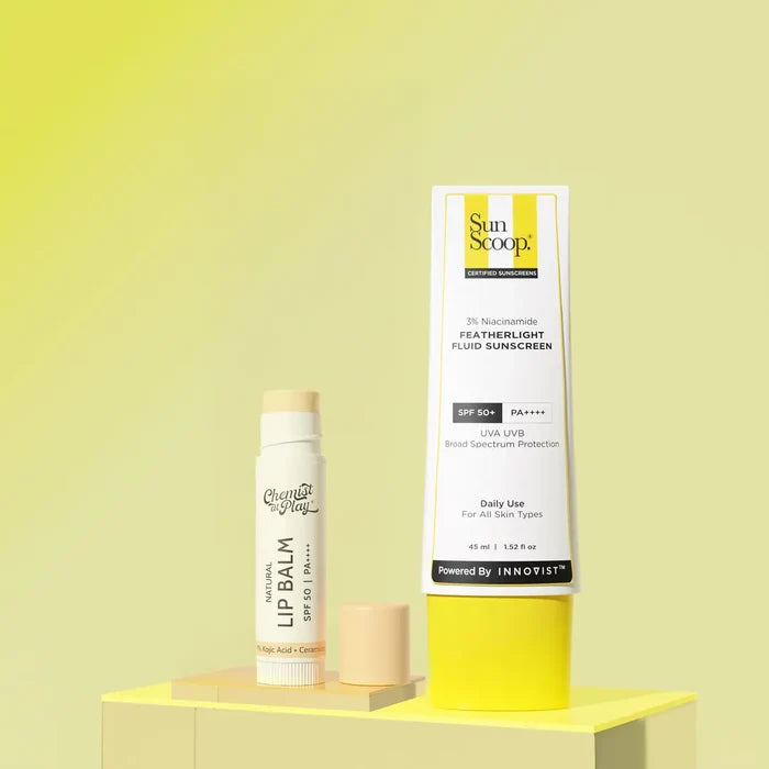 Sun + Lip Care Duo with Natural Lip Balm - 4.5 gm & 3% Niacinamide Sunscreen - 45 ml