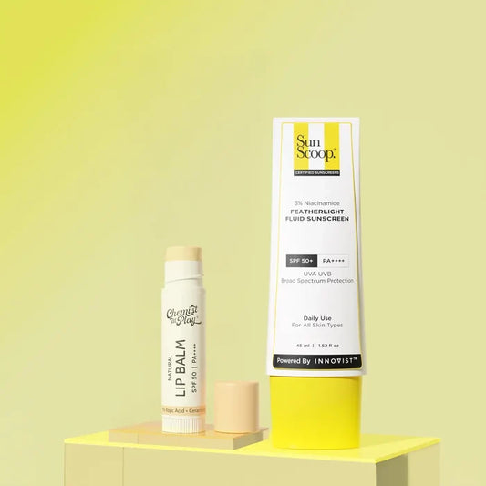 Sun + Lip Care Duo with Natural Lip Balm - 4.5 gm & 3% Niacinamide Sunscreen - 45 ml