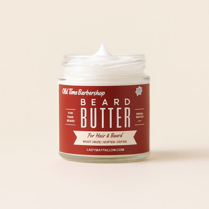 Tallow Man Old Time Barbershop Beard + Body Butter | Men's Grooming | Grass-Fed Tallow | 9oz jar beard butter