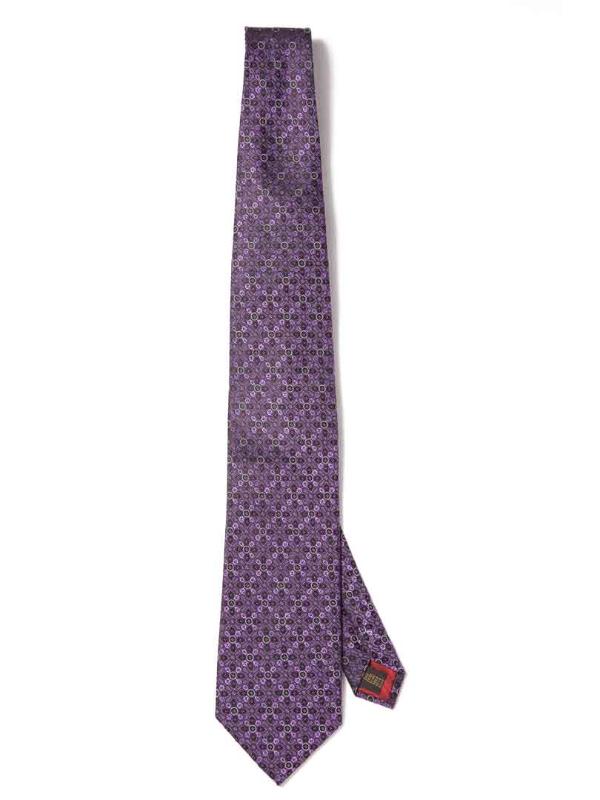 Torino All Over Dark Purple Silk Tie