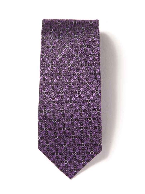 Torino All Over Dark Purple Silk Tie