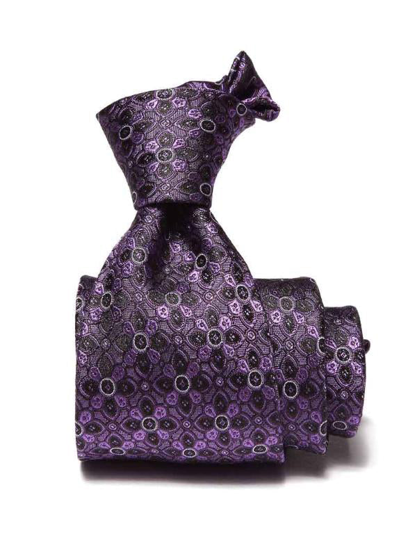 Torino All Over Dark Purple Silk Tie
