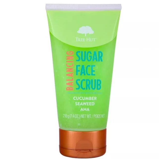 TREE HUT Brightening Sugar Face Scrub Cucumber Seaweed AHA سكراب البشرة بالخيار