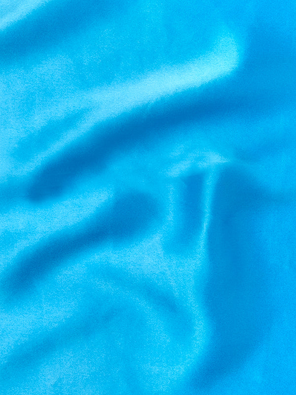 Turquoise/ Navy Solid Silk Pocket Square
