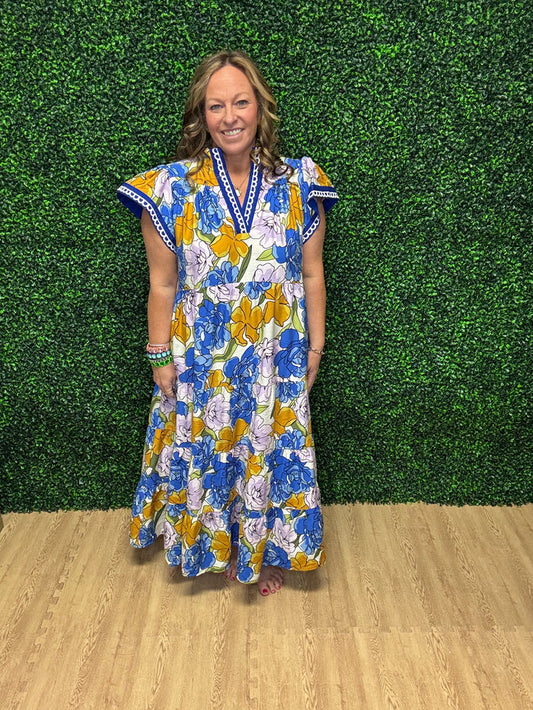 Umgee Bold Floral Tiered Dress