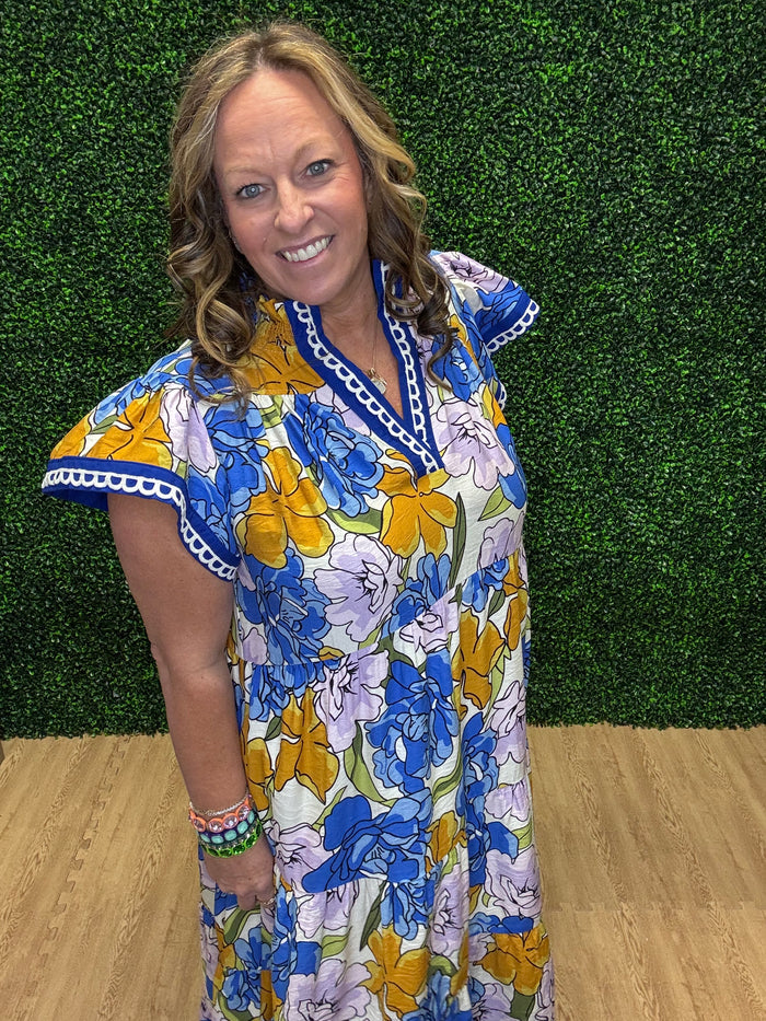 Umgee Bold Floral Tiered Dress