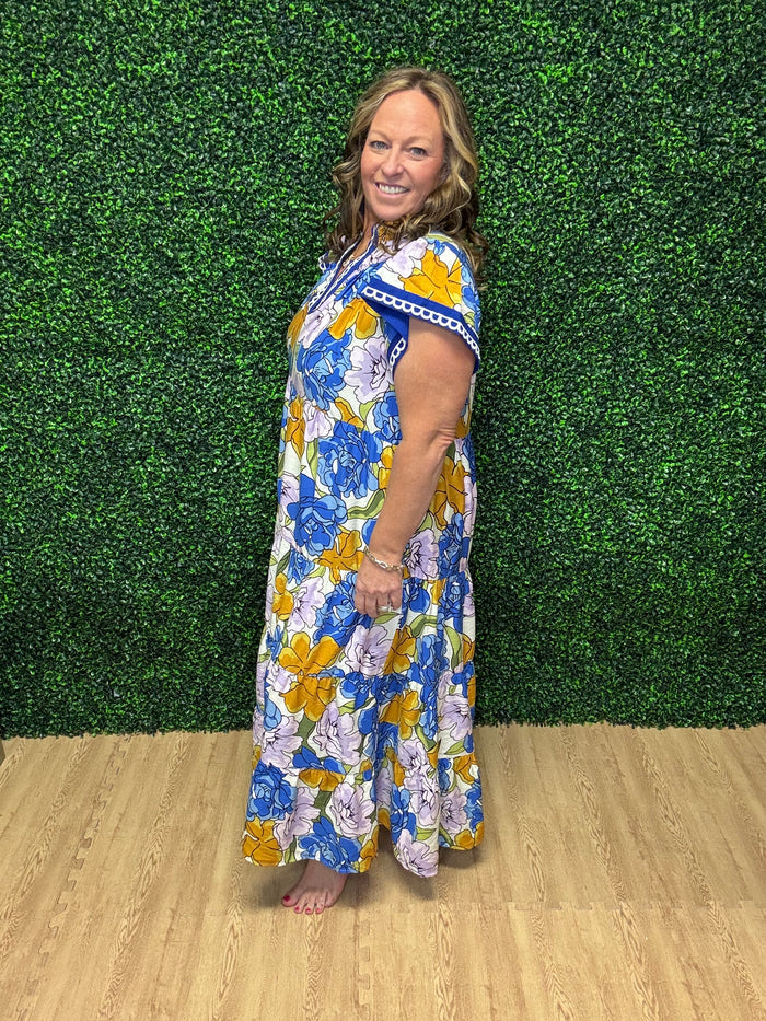 Umgee Bold Floral Tiered Dress