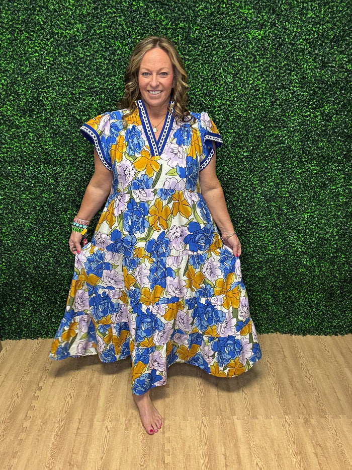 Umgee Bold Floral Tiered Dress