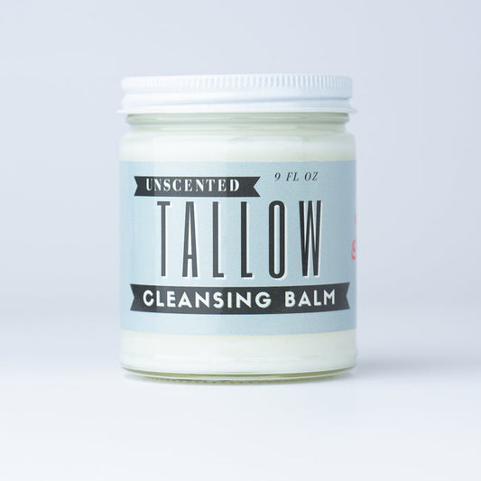 Unscented Tallow Cleansing Balm | Natural Makeup Remover & Deep Moisturizing Cleanser | Grass-Fed Beef Tallow with Castor Oil