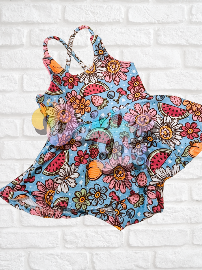 Watermelon Floral Skirted Brielle Romper