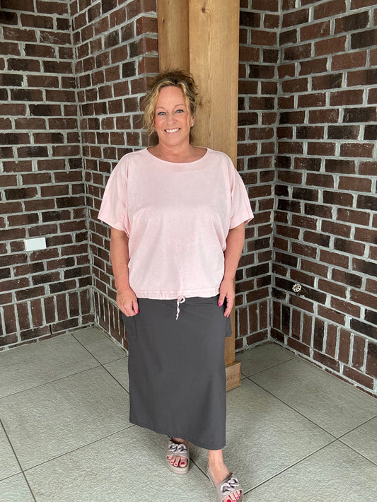 White Birch Stretch Midi Skirt