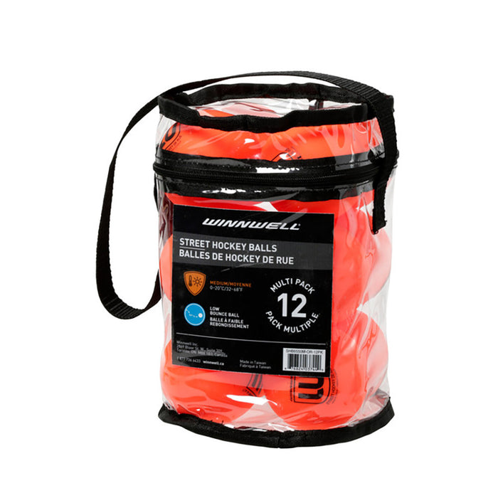 Winnwell 65MM 50G Street Hockey Ball 12-Pack w/PVC Bag