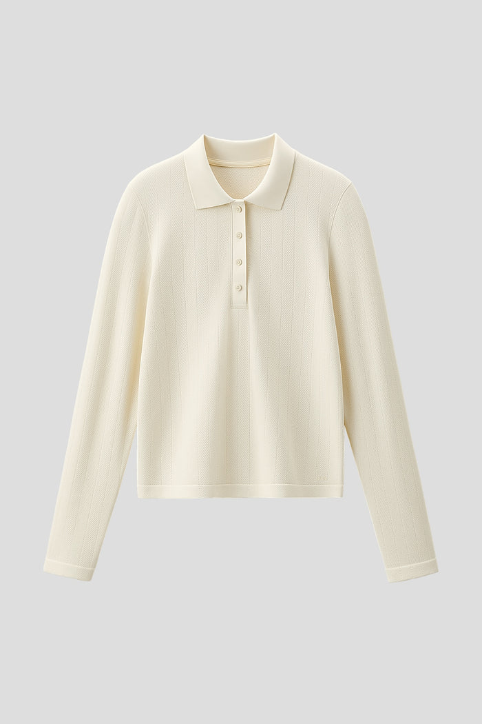 Women's High-Stretch Seamless Knit Polo Base Layer Top EL037