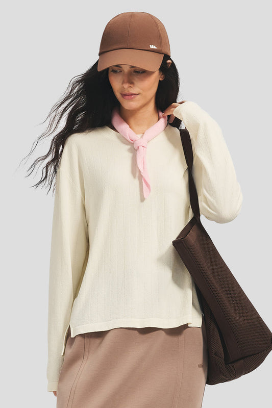 Women's High-Stretch Seamless Knit Relaxed Base Layer Top EL026