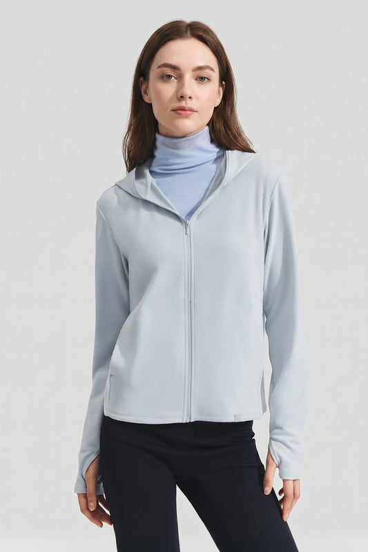 Women's Relaxed-Fit Fleece Sun Protection Jacket UV009