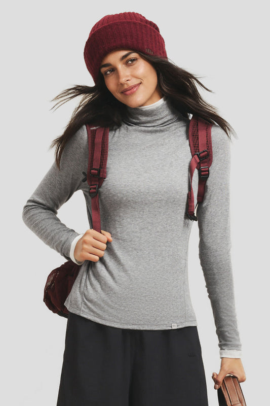 Women's Wool-Blend Turtleneck Base Layer Top (Mid Warmth) HW003