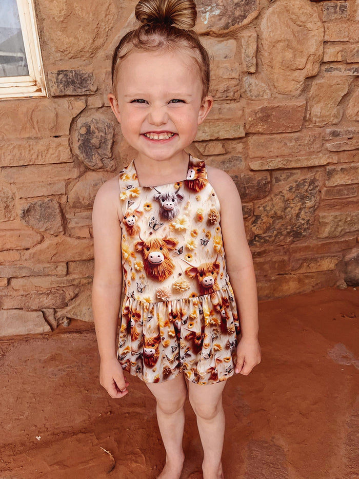 Yellow Cow Snapdragon Romper