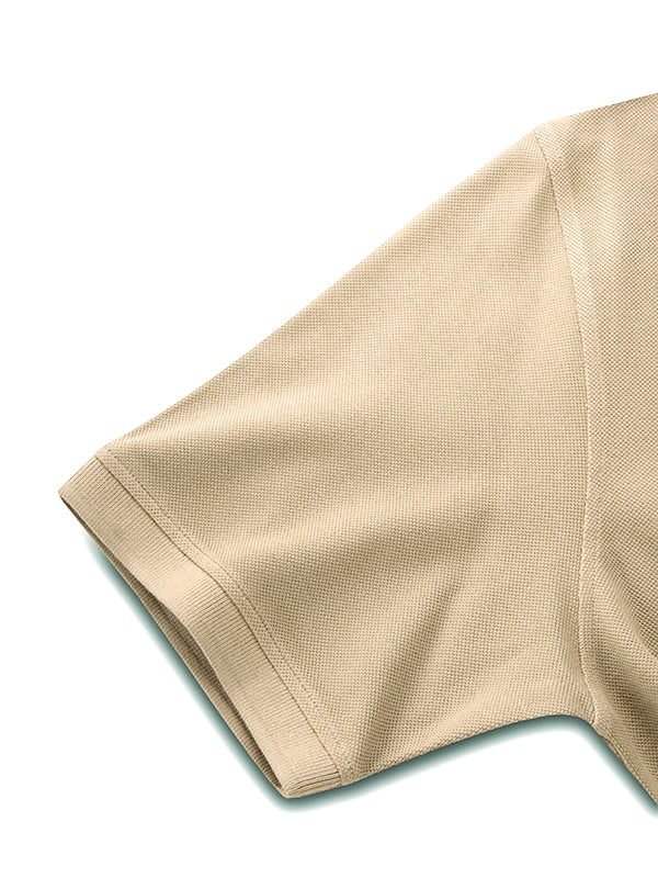 z3 Polo Garment Dyed Beige Solid Tailored Fit Casual Cotton T-Shirt