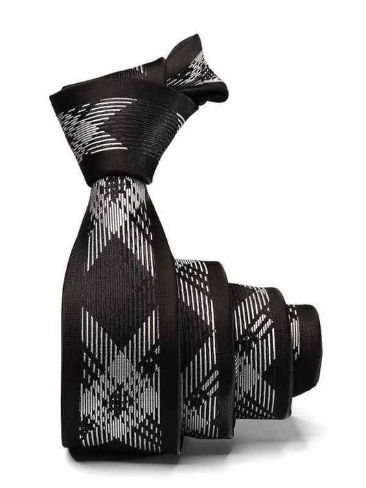 ZOD! Check Dark Grey Microfibre Tie