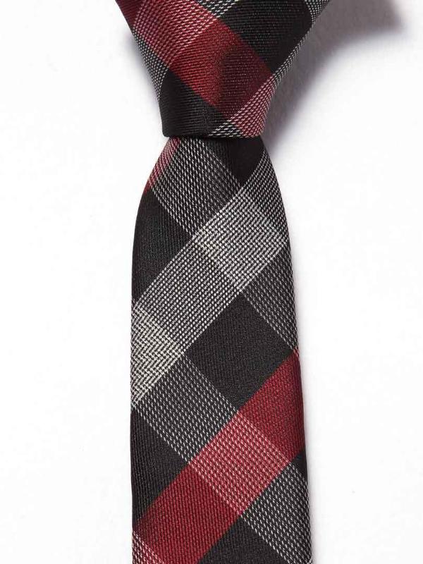 ZOD! Check Dark Grey Microfibre Tie
