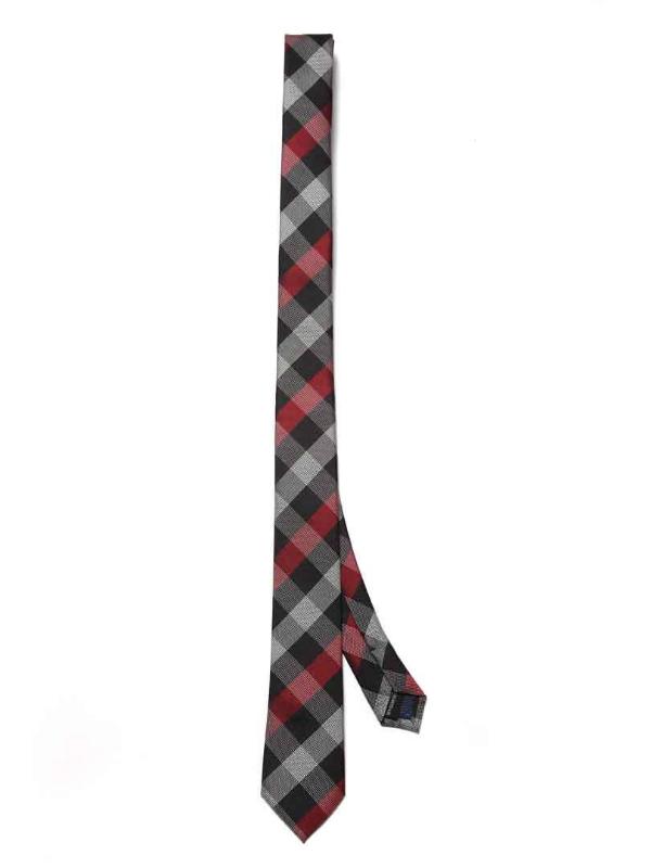ZOD! Check Dark Grey Microfibre Tie