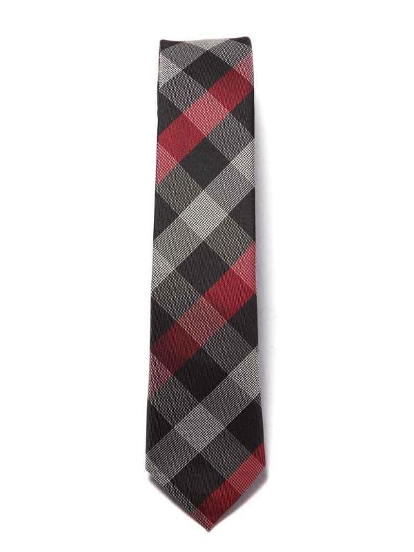 ZOD! Check Dark Grey Microfibre Tie