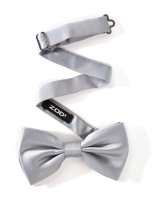 ZOD! Plain Silver Microfibre Bow Tie